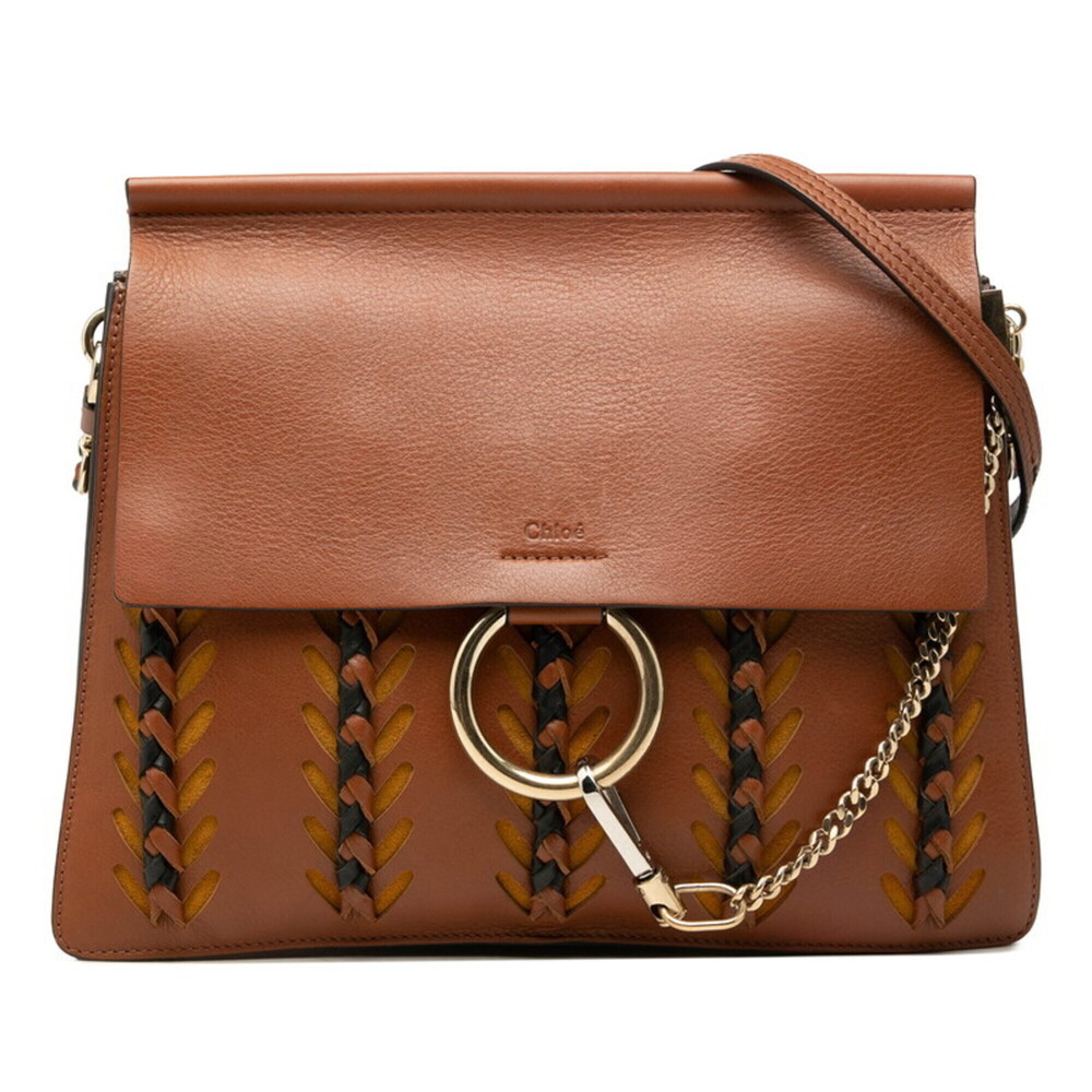 Chloé Chloe Faye Crossbody Shoulder Bag, Brown & Black Leather, Women's